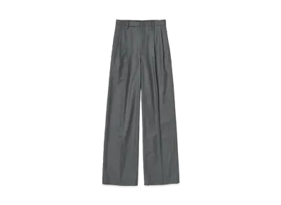 AURALEE Wool Fulling Flannel Stripe Slacks "Top Gray"