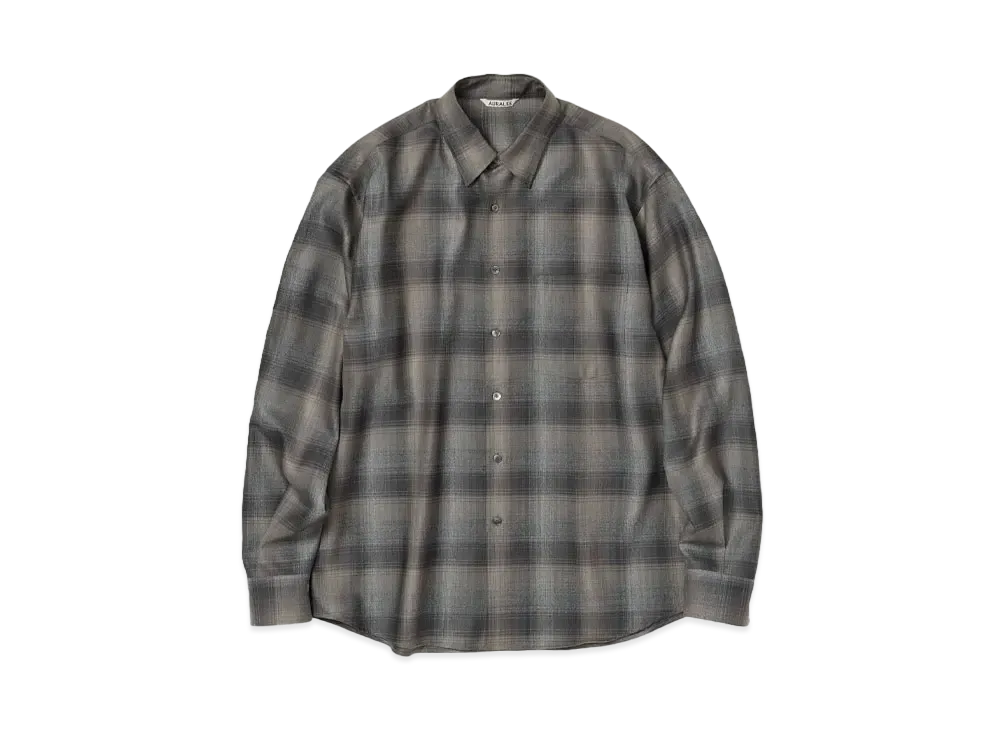 AURALEE Super Light Wool Check Shirt "Charcoal Gray"