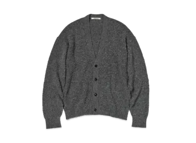 AURALEE Brushed Wool Cashmere Silk Knit Cardigan "Gray"