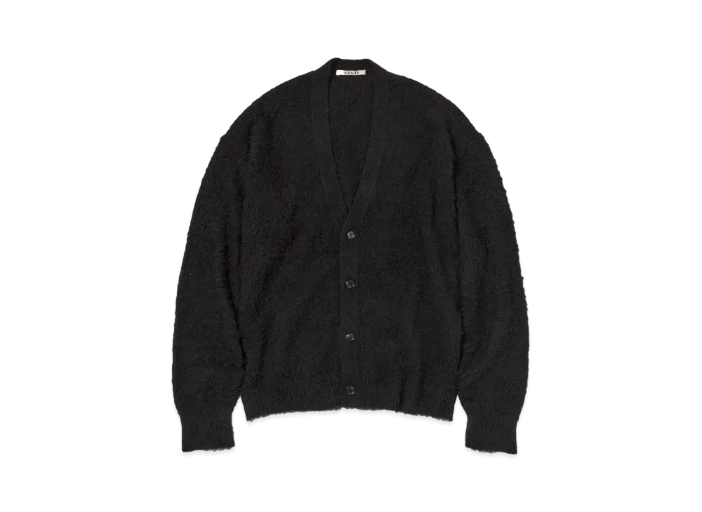AURALEE Brushed Wool Cashmere Silk Knit Cardigan "Black"