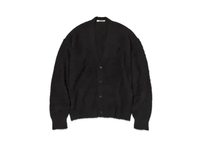 AURALEE Brushed Wool Cashmere Silk Knit Cardigan "Black"