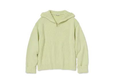 AURALEE Wool Soft Cord Knit Half Zip P/O "Light Lime"