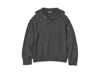 AURALEE Wool Soft Cord Knit Half Zip P/O "Top Charcoal"