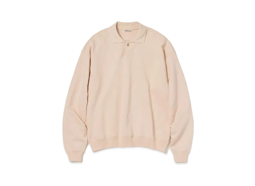 AURALEE Pima Light Sweat Polo "Light Pink"