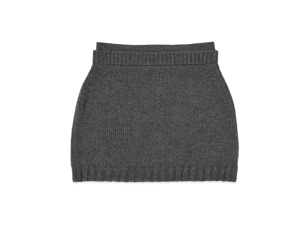 AURALEE Wool Soft Cord Knit Mini Skirt "Top Charcoal"