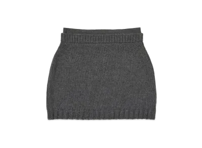 AURALEE Wool Soft Cord Knit Mini Skirt "Top Charcoal"
