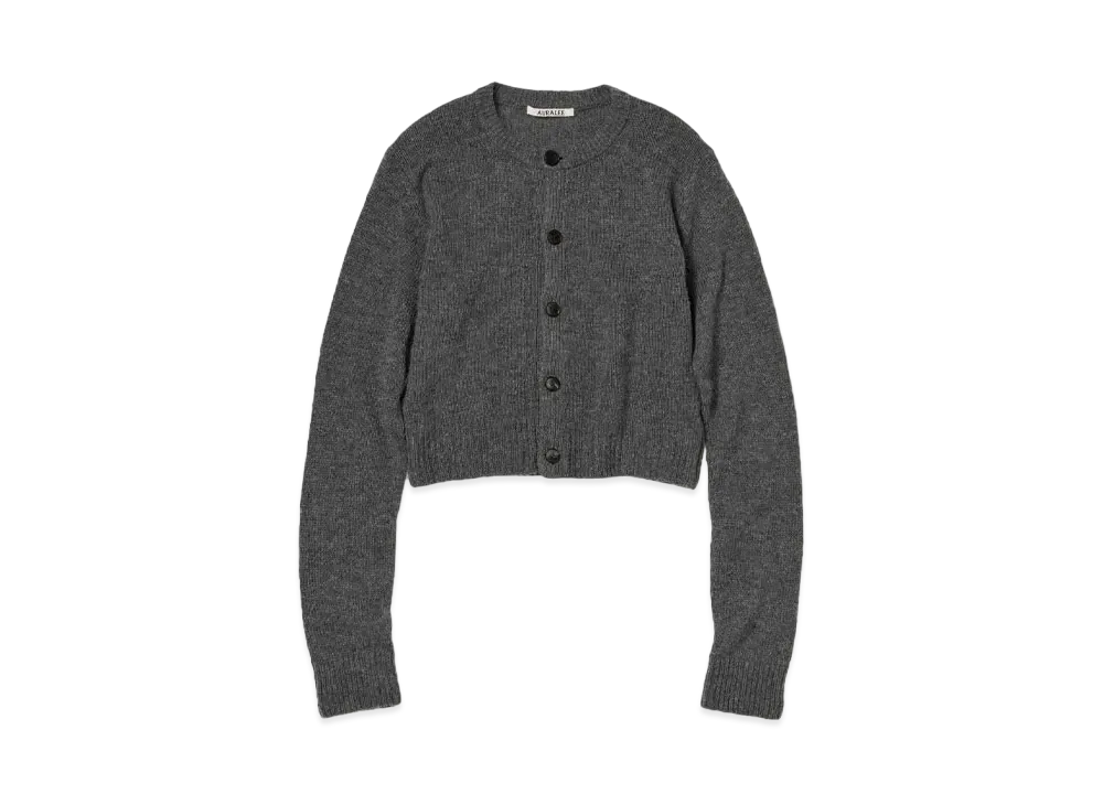 AURALEE Wool Cashmere Silk Knit Cardigan "Gray"