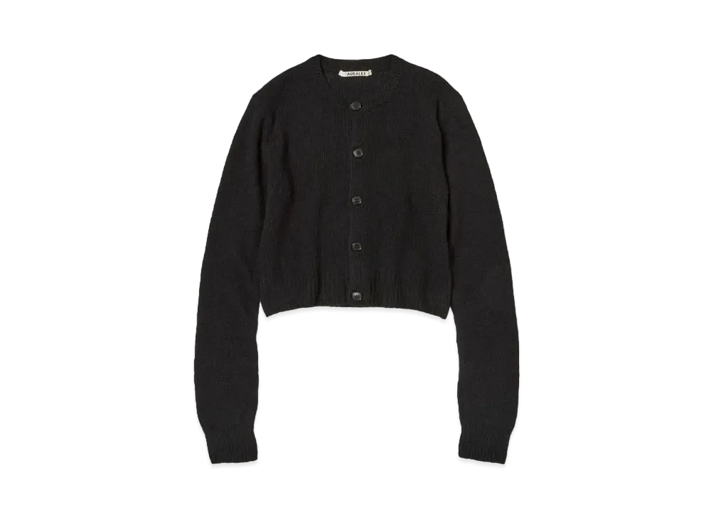 AURALEE Wool Cashmere Silk Knit Cardigan "Black"