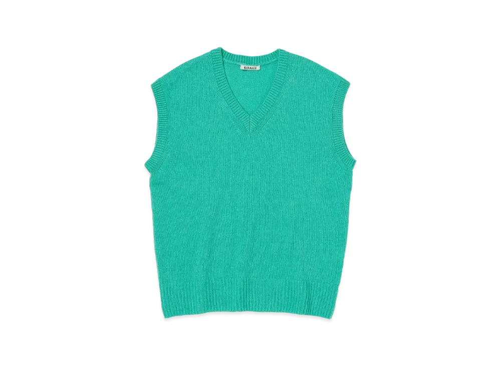 AURALEE Wool Cashmere Silk Knit Vest "Aqua Green"