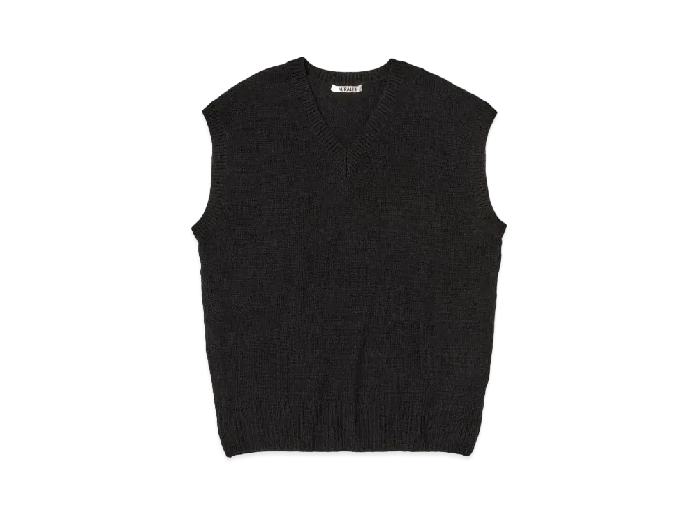 AURALEE Wool Cashmere Silk Knit Vest "Black"