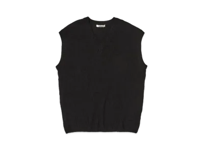 AURALEE Wool Cashmere Silk Knit Vest "Black"