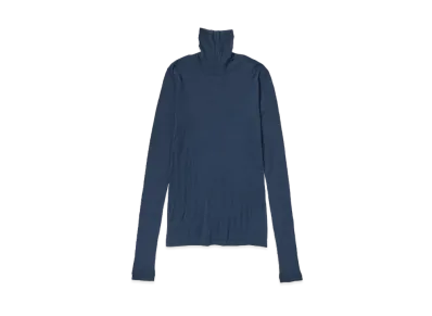 AURALEE High Gauge Sheer Rib Turtle Neck L/S Tee "Navy"