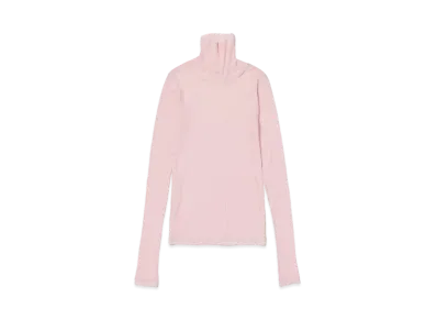 AURALEE High Gauge Sheer Rib Turtle Neck L/S Tee "Pink"