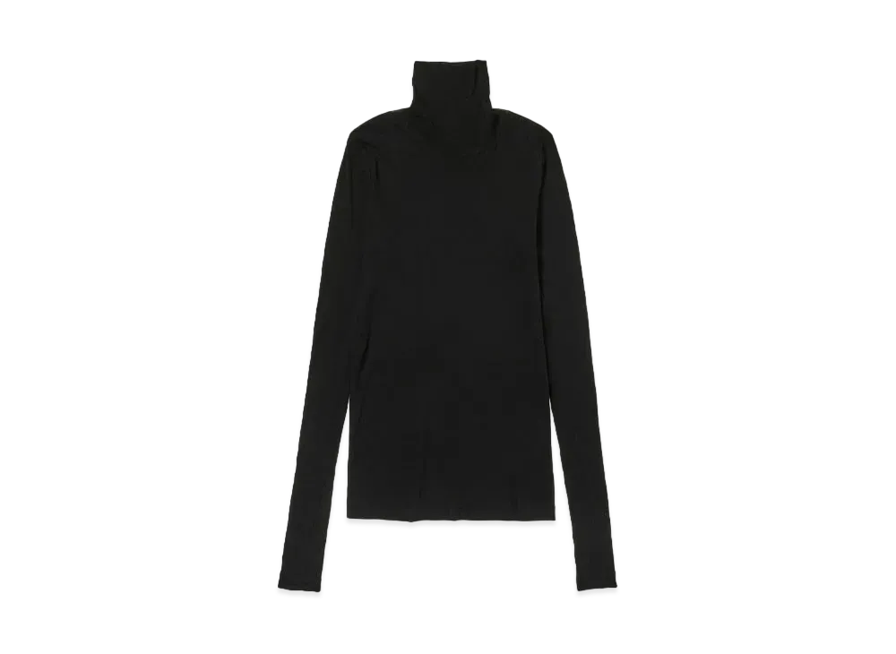 AURALEE High Gauge Sheer Rib Turtle Neck L/S Tee "Black"