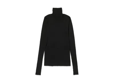 AURALEE High Gauge Sheer Rib Turtle Neck L/S Tee "Black"