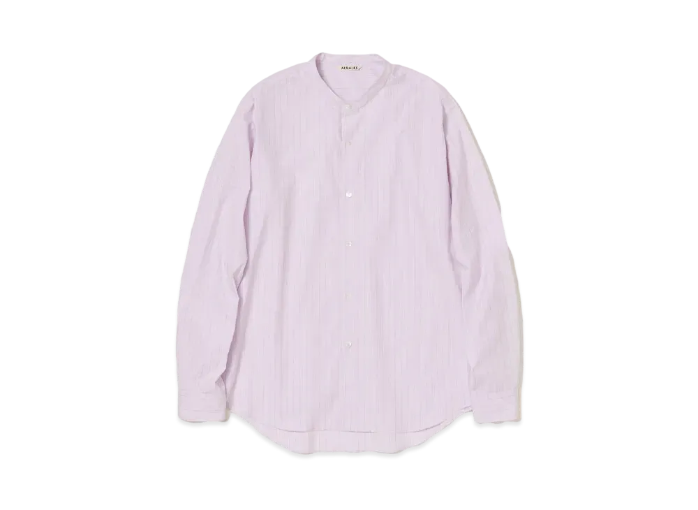 AURALEE SUVIN High Count Cloth Stripe Stand Collar Shirt "Light Purple"
