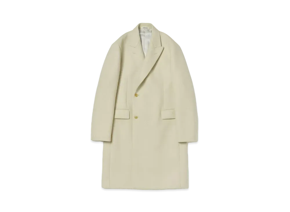 AURALEE Sponge Wool Melton Chesterfield Coat "Light Lime"