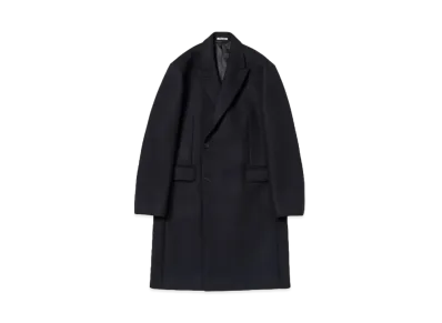AURALEE Sponge Wool Melton Chesterfield Coat "Dark Navy"