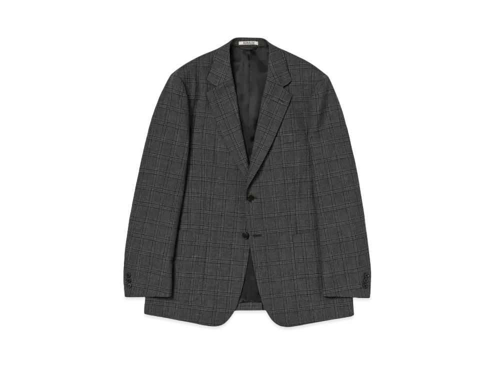 AURALEE Bluefaced Wool Check Jacket "Charcoal Check"