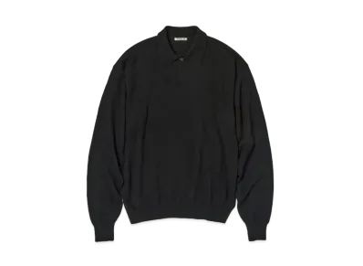 AURALEE Cashmere Silk Wool Knit Polo "Black"