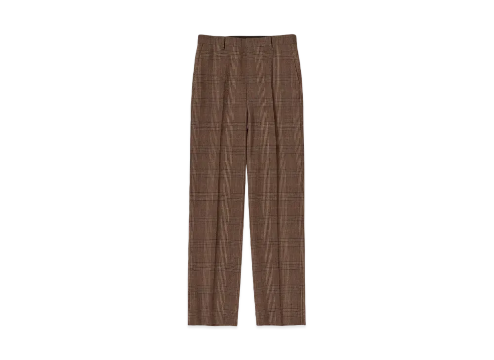 AURALEE Bluefaced Wool Check Slacks "Brown Check"
