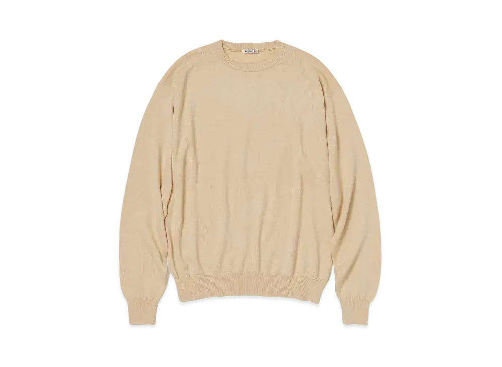 AURALEE Cashmere Silk Wool Knit P/O "Light Beige"