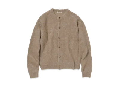 AURALEE Brushed Super Kid Mohair Knit Cardigan "Gray Beige"