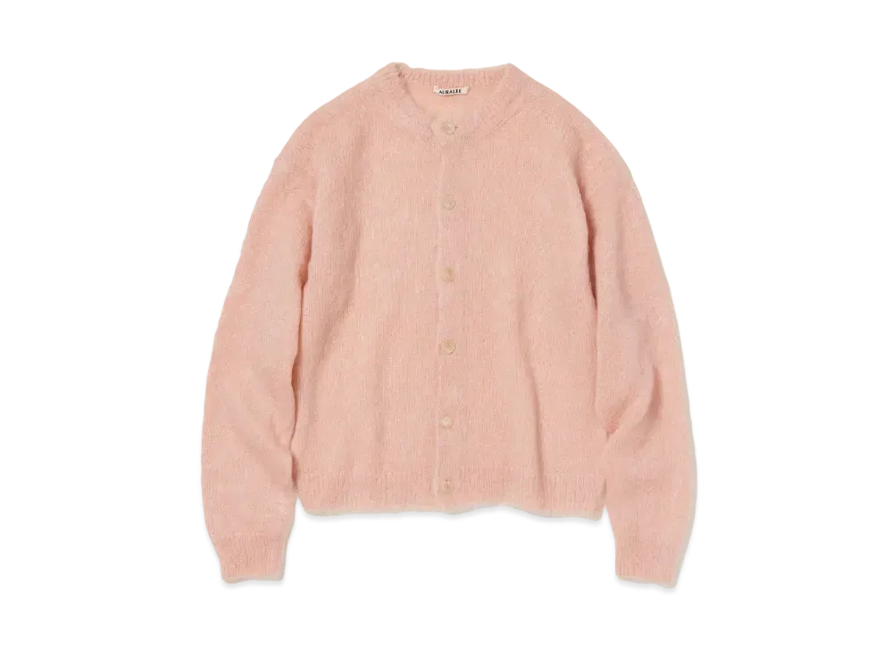 AURALEE Brushed Super Kid Mohair Knit Cardigan "Pink Beige"