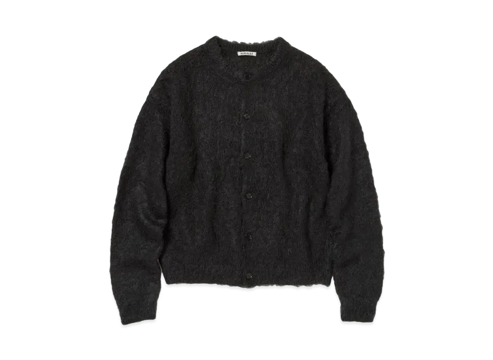 AURALEE Brushed Super Kid Mohair Knit Cardigan "Ink Black"