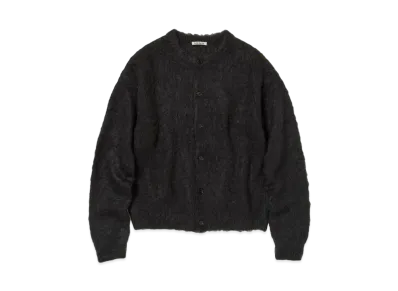 AURALEE Brushed Super Kid Mohair Knit Cardigan "Ink Black"