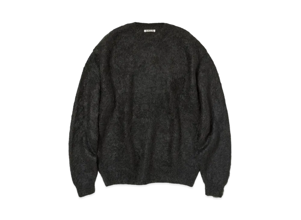AURALEE Brushed Super Kid Mohair Knit P/O "Ink Black"