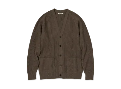 AURALEE Super Fine Wool Rib Knit Cardigan "Top Brown"