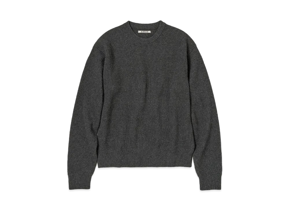 AURALEE Super Fine Wool Rib Knit P/O "Top Gray"