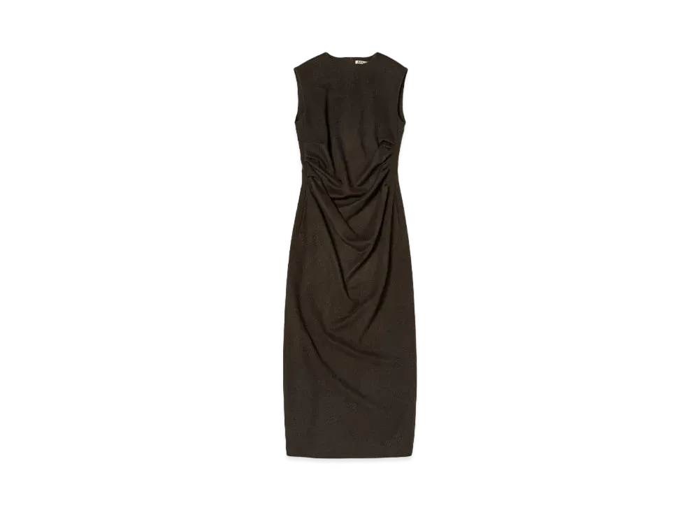 AURALEE Baby Camel Flannel Dress "Dark Brown"