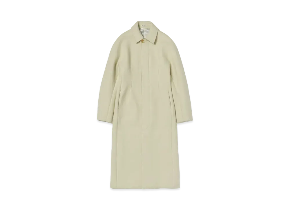 AURALEE Sponge Wool Melton Soutien Collar Coat "Light Lime"