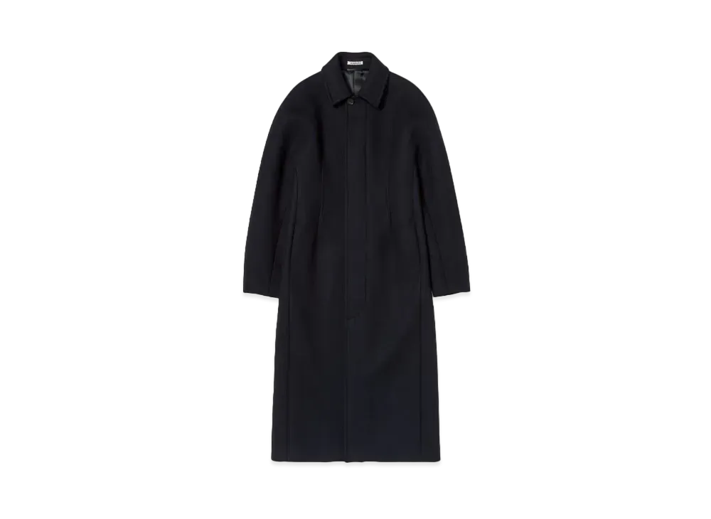 AURALEE Sponge Wool Melton Soutien Collar Coat "Dark Navy"