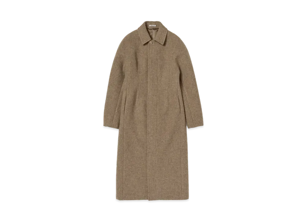 AURALEE Sponge Wool Melton Soutien Collar Coat "Top Brown"