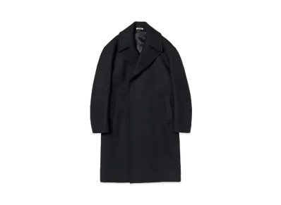 AURALEE Sponge Wool Melton Double-Breasted Coat "Dark Navy"