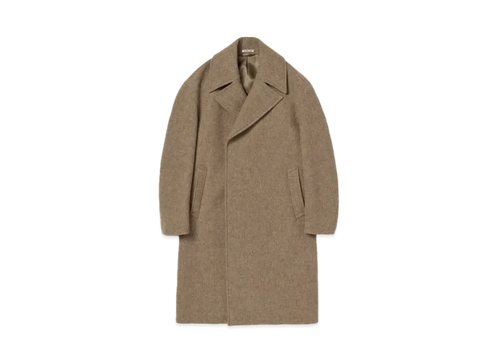 AURALEE Sponge Wool Melton Double-Breasted Coat "Top Brown"