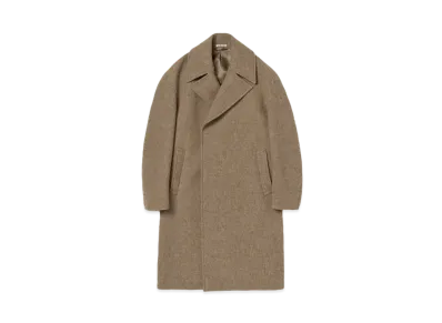 AURALEE Sponge Wool Melton Double-Breasted Coat "Top Brown"