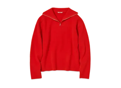 AURALEE Heavy Milano Rib Knit Zip Turtle "Red"