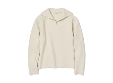 AURALEE Heavy Milano Rib Knit Zip Turtle "White"