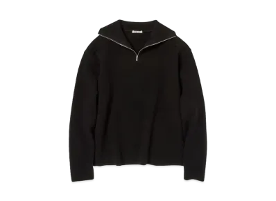 AURALEE Heavy Milano Rib Knit Zip Turtle "Black"