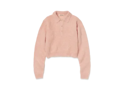 AURALEE Brushed Super Kid Mohair Knit Short Polo "Pink Beige"
