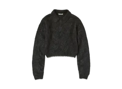 AURALEE Brushed Super Kid Mohair Knit Short Polo "Ink Black"