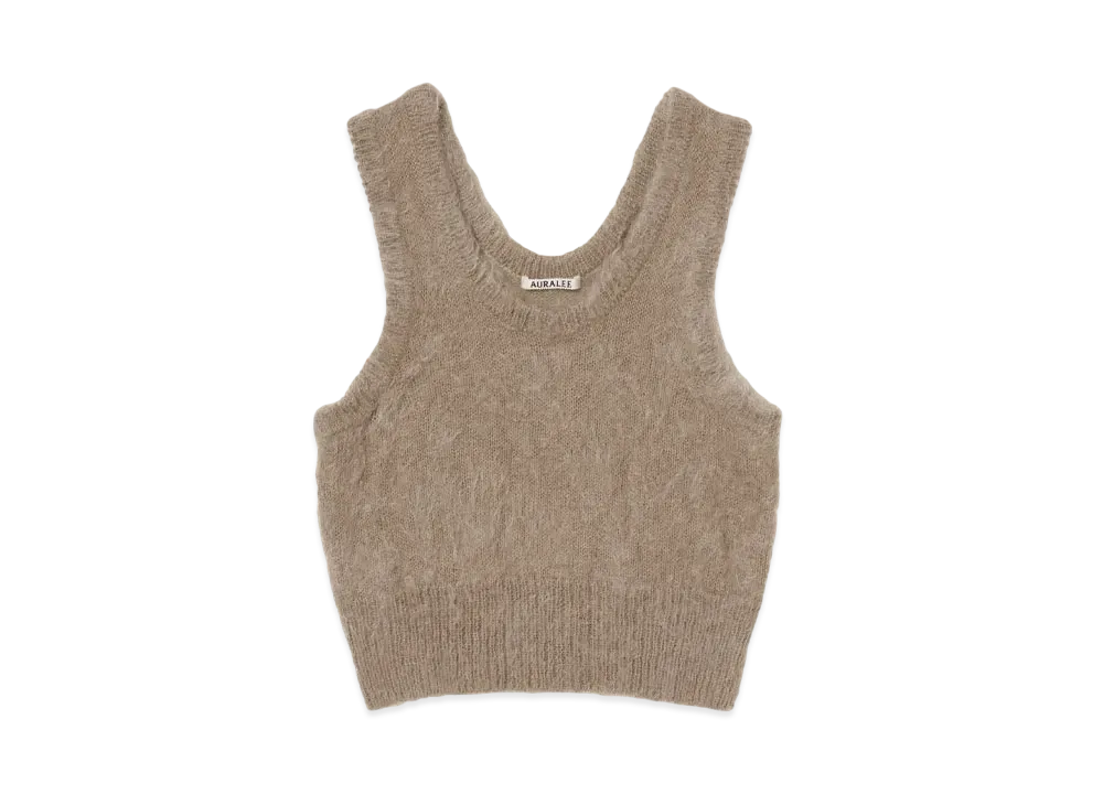 AURALEE Brushed Super Kid Mohair Knit Tank "Gray Beige"