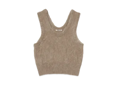 AURALEE Brushed Super Kid Mohair Knit Tank "Gray Beige"