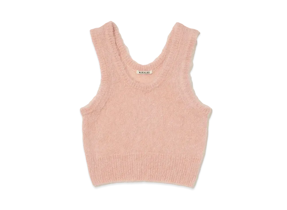 AURALEE Brushed Super Kid Mohair Knit Tank "Pink Beige"