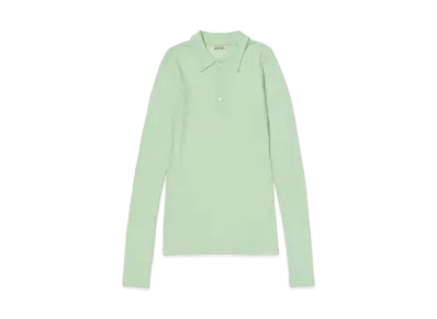 AURALEE Wool Amunzen Polo "Pale Green"