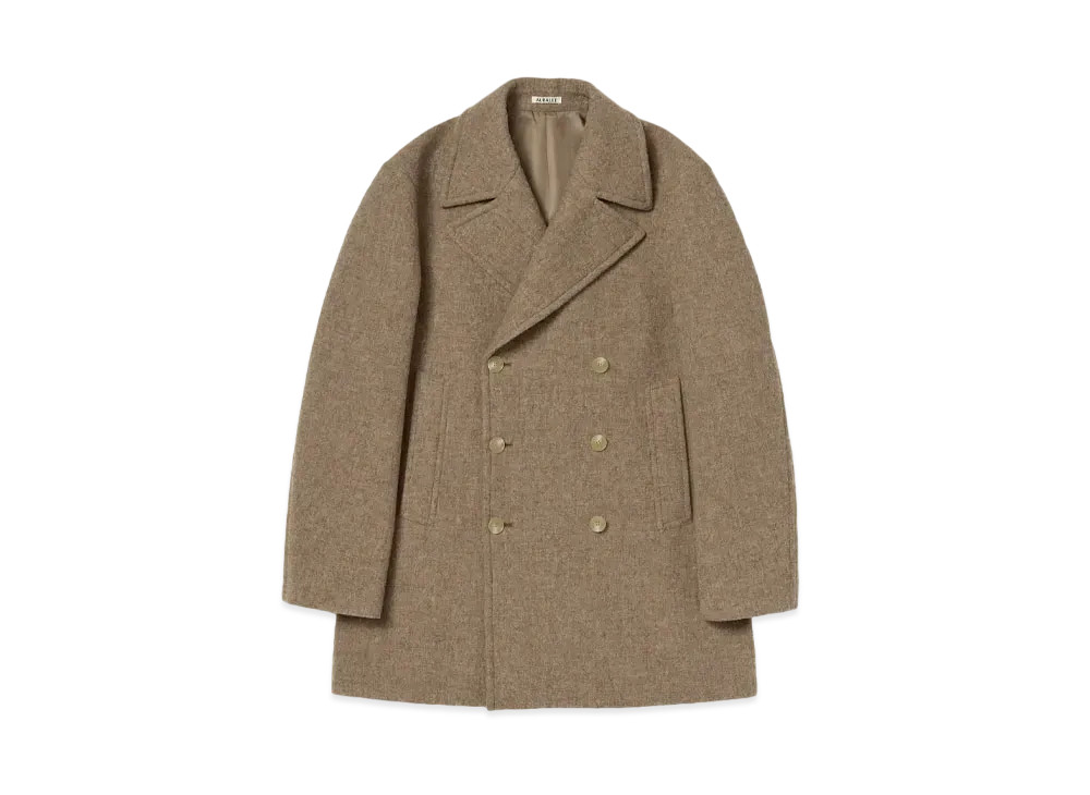 AURALEE Sponge Wool Melton P-Coat "Top Brown"
